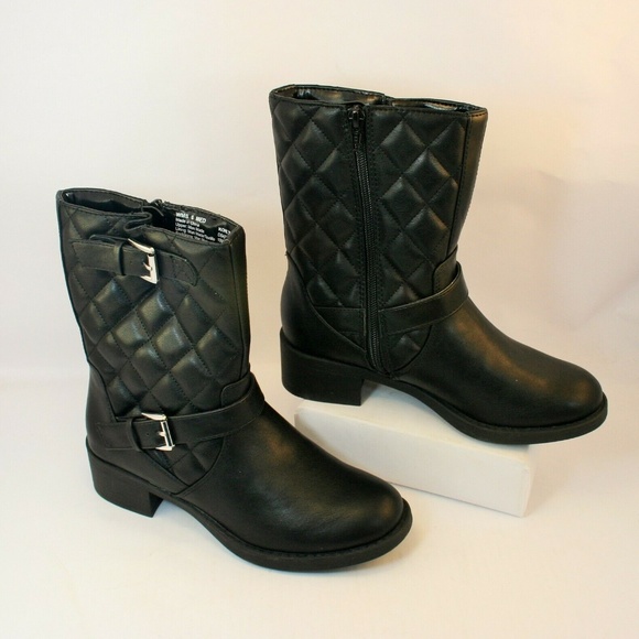 Dana Buchman Astro Black Quilted Moto MidCalf Boot - Picture 1 of 5